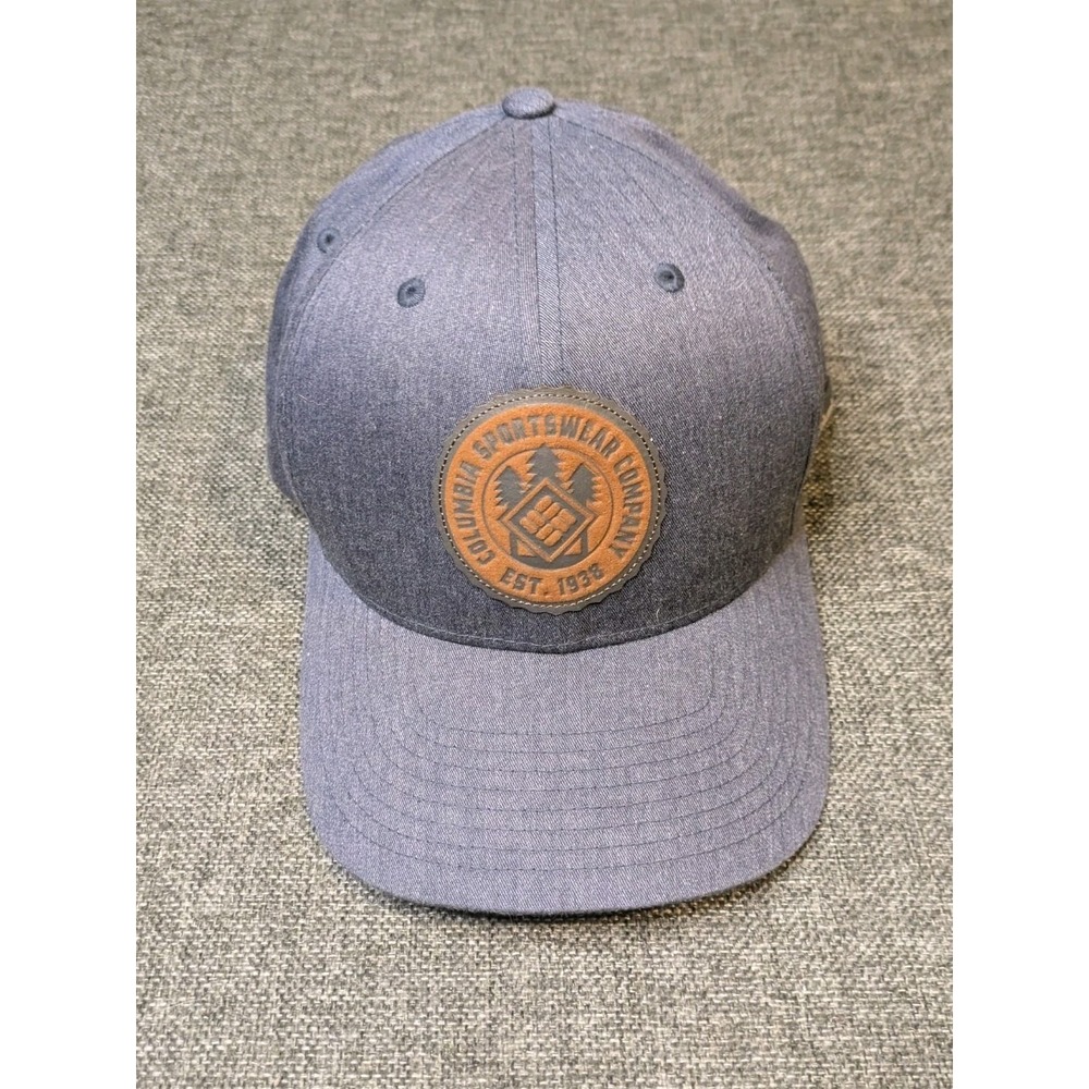 Columbia Sportswear Snapback Hat Leather Patch Brown Emblem Adjustable Cap OS